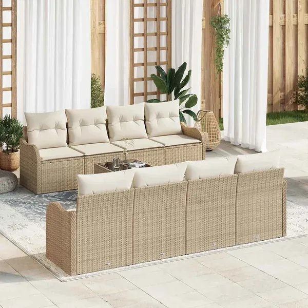 Ensemble de canapé de jardin Beige 55 x 55 x 37 cm polyrotin