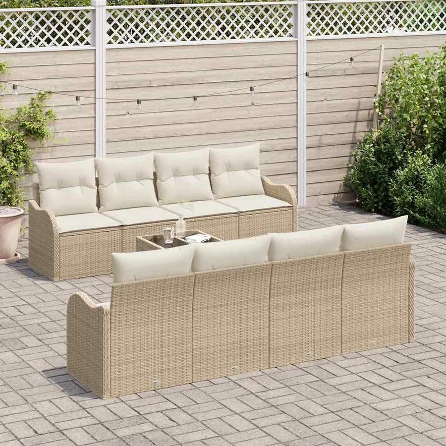 Ensemble de canapé de jardin Beige 55 x 55 x 37 cm polyrotin - 3