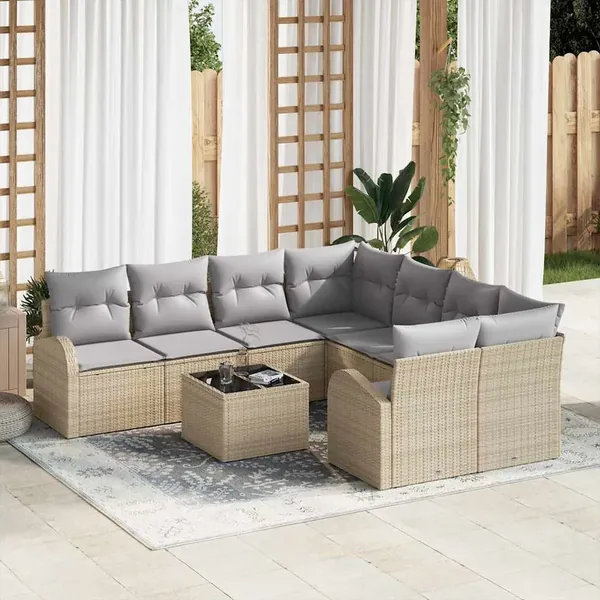 Ensemble de canapé de jardin Beige 55 x 55 x 37 cm polyrotin