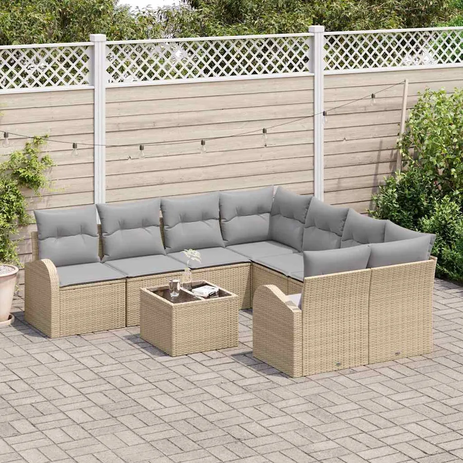 Ensemble de canapé de jardin Beige 55 x 55 x 37 cm polyrotin - 3