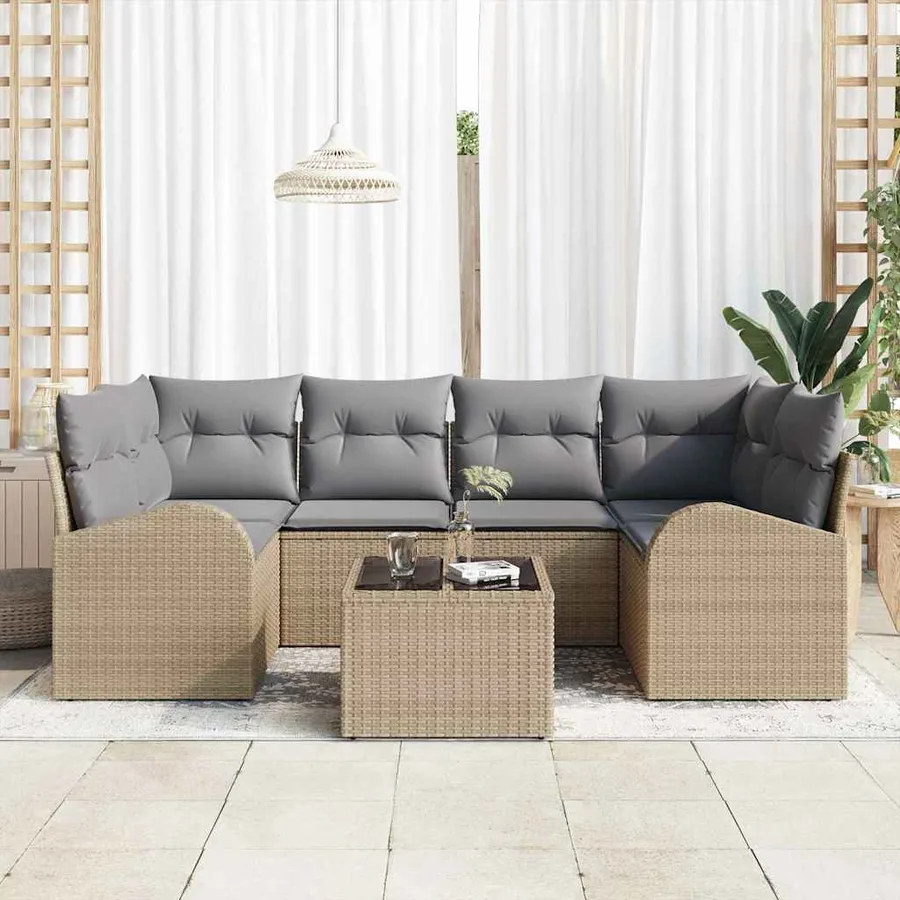 Ensemble de canapé de jardin Beige 55 x 55 x 37 cm polyrotin - 3