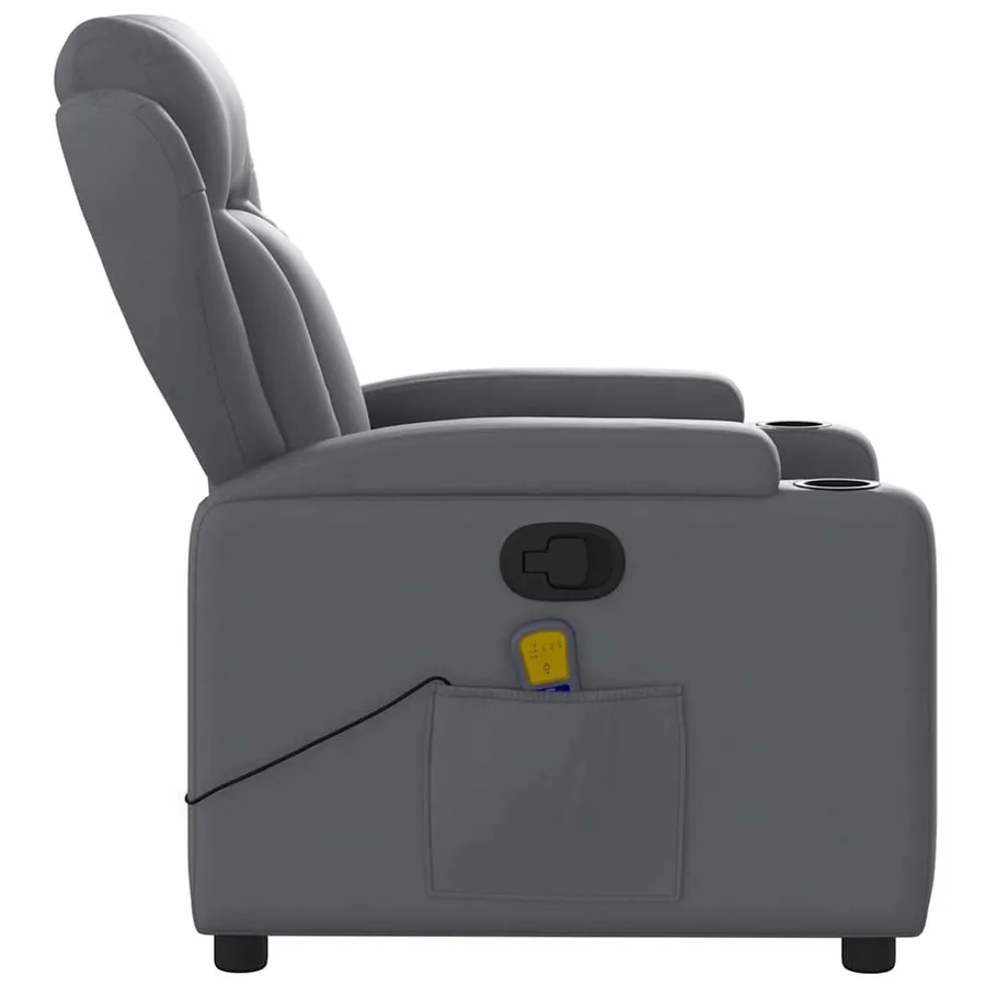 Fauteuil de massage inclinable gris similicuir - 8
