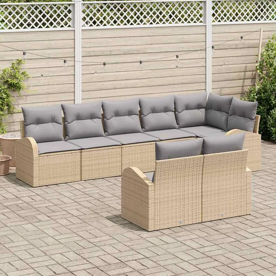 Ensemble de canapé de jardin 8 pcs polyrotin - 3