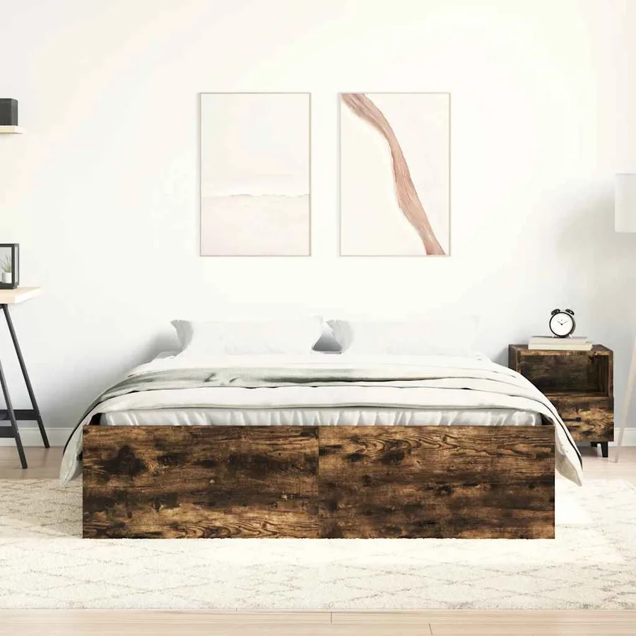 Cadre de lit sans matelas chêne fumé 140x200 cm - 3