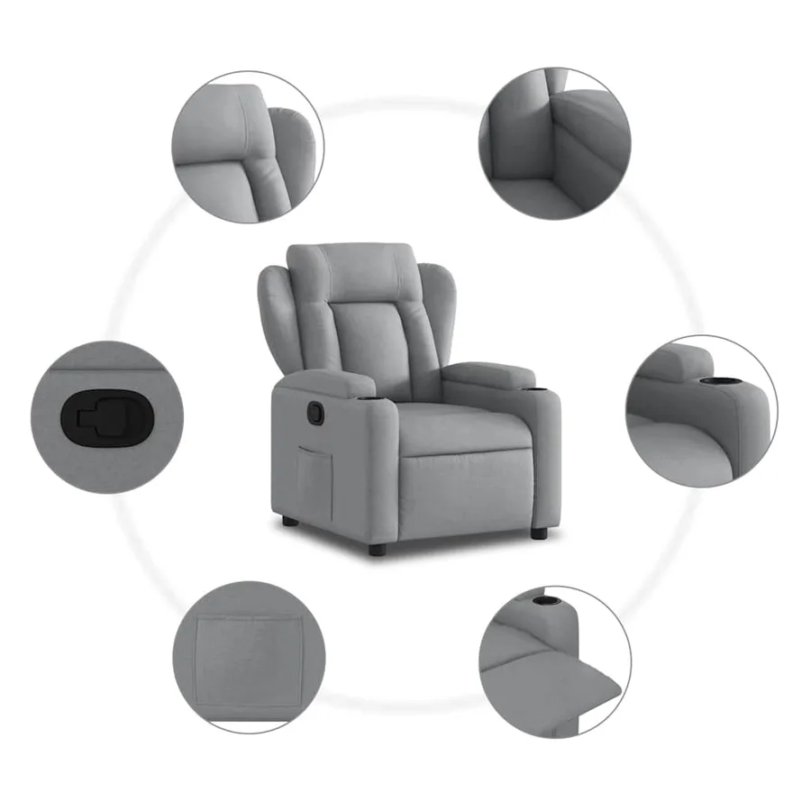 Fauteuil inclinable Gris clair Tissu - 5