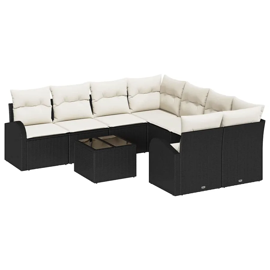 Ensemble de canapé de jardin Noir 55 x 55 x 37 cm polyrotin - 2