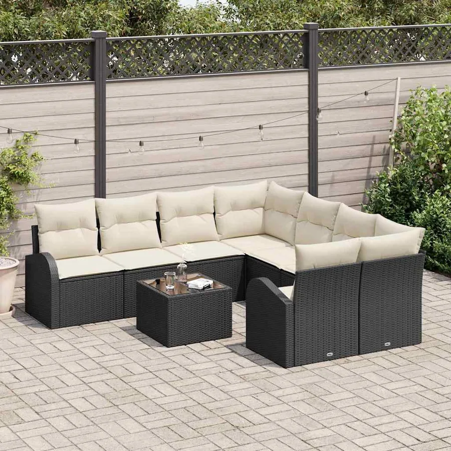 Ensemble de canapé de jardin Noir 55 x 55 x 37 cm polyrotin - 3