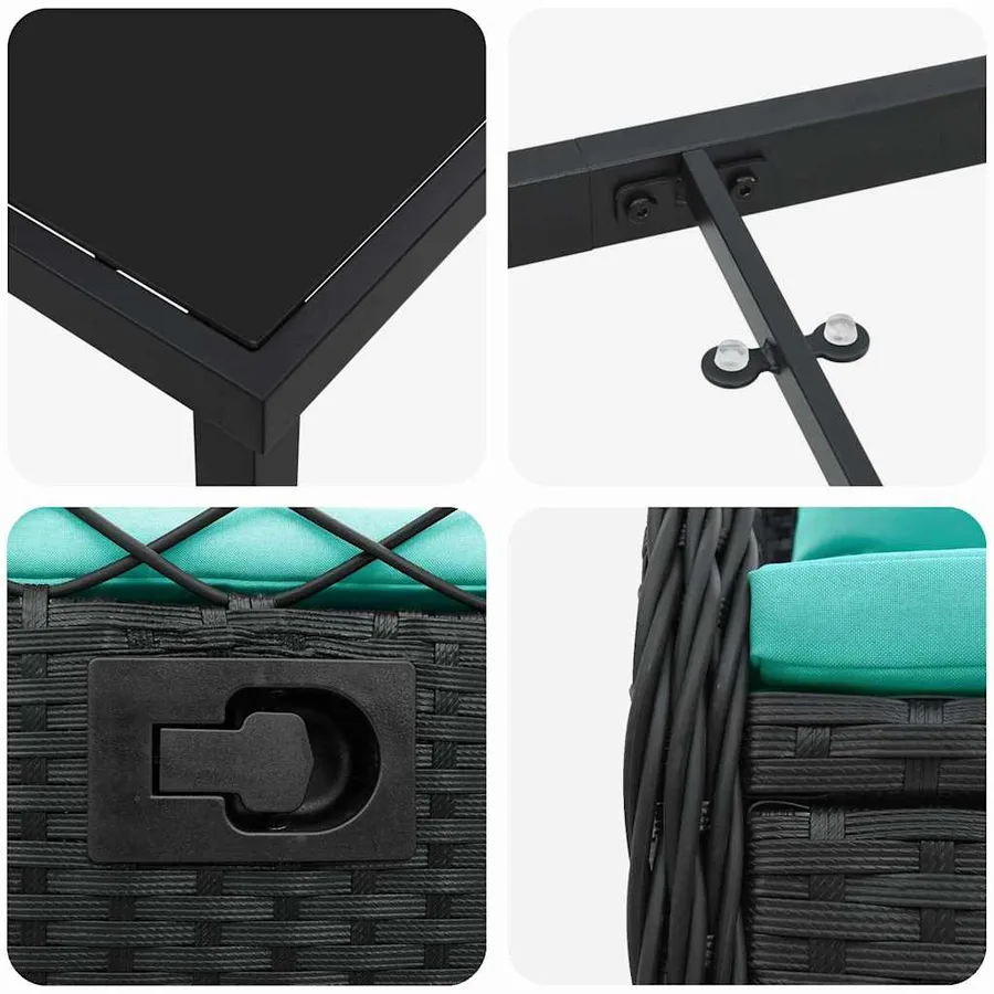 Ensemble de salle à manger pour jardin 5 pcs Noir polyrotin - 9