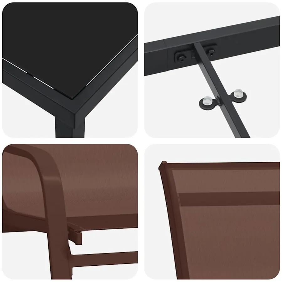 Ensemble de salle à manger pour jardin 3 pcs Marron et Noir - 9