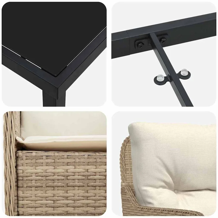 Ensemble de salle à manger pour jardin 5 pcs Beige polyrotin - 9