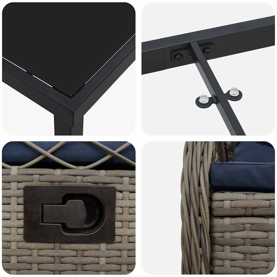 Ensemble de salle à manger pour jardin 5 pcs Gris polyrotin - 9