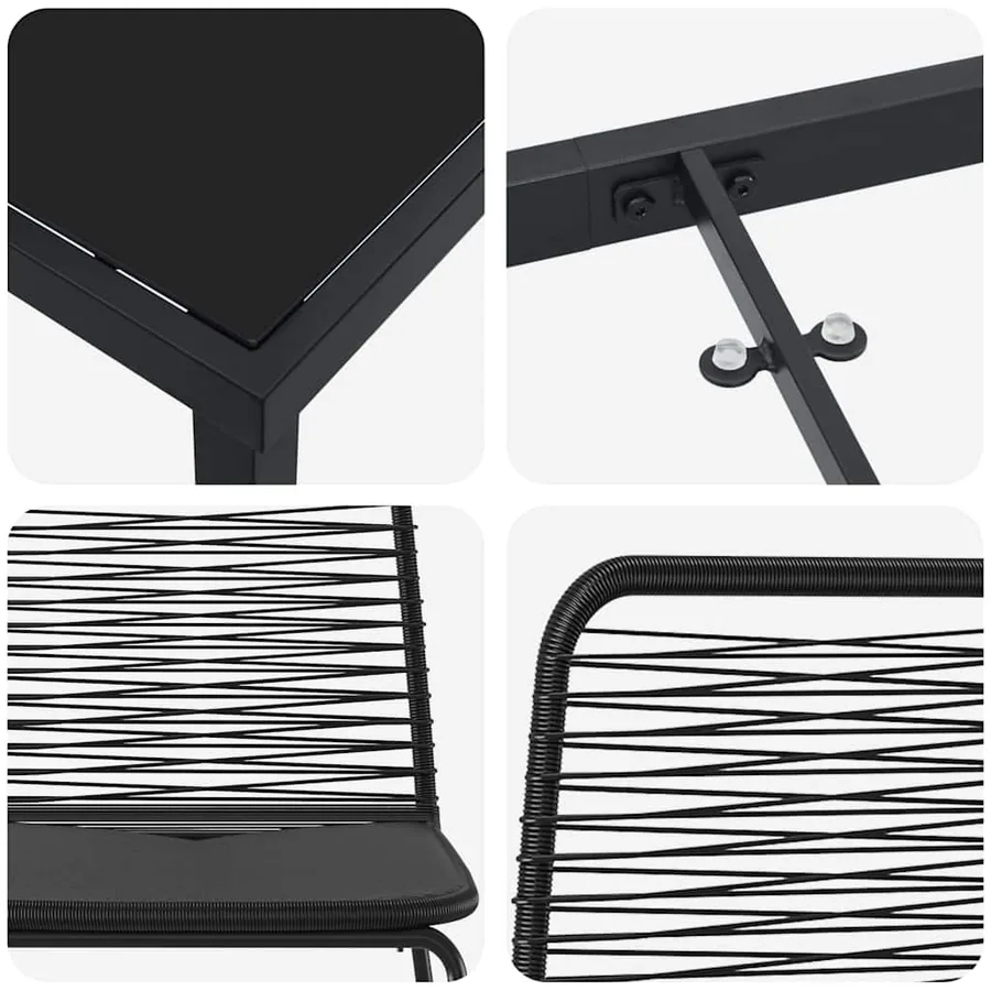 Ensemble de salle à manger pour jardin 5 pcs Noir - 9