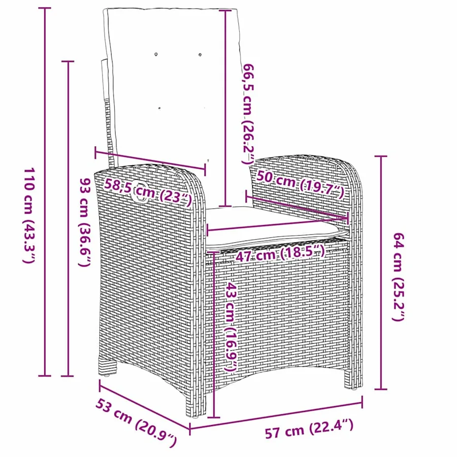 Ensemble de salle à manger pour jardin 3 pcs Gris clair - 8
