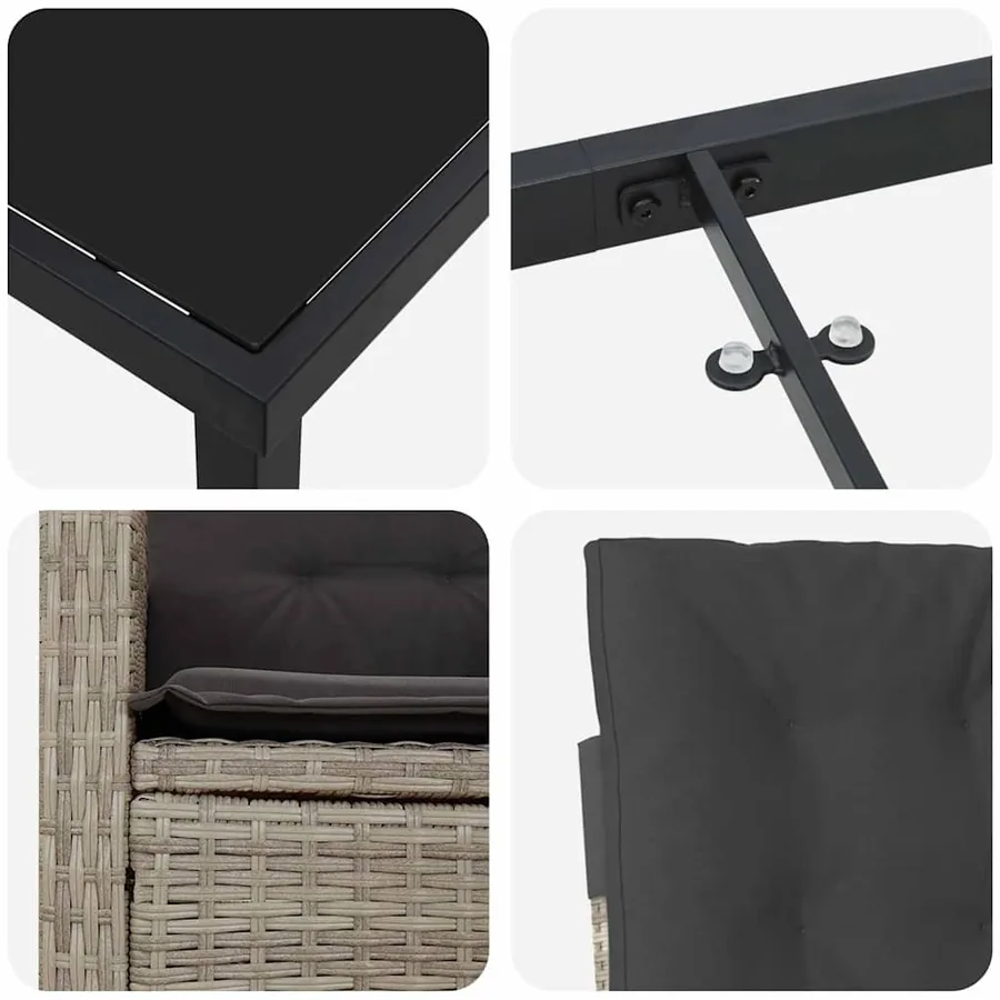 Ensemble de salle à manger pour jardin 3 pcs Gris clair - 9