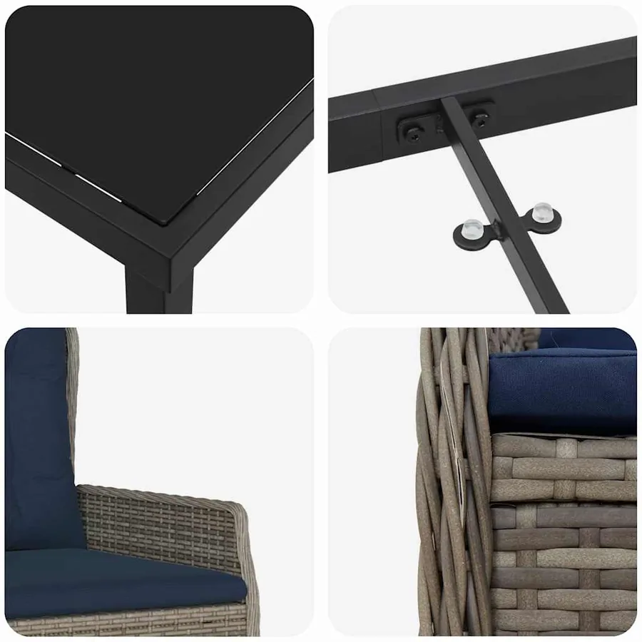 Ensemble de salle à manger pour jardin 5 pcs Gris Poly rotin - 9