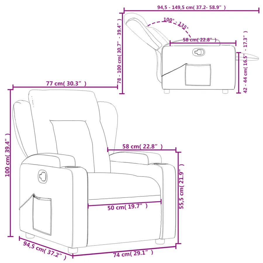 Fauteuil inclinable en tissu gris clair - 11