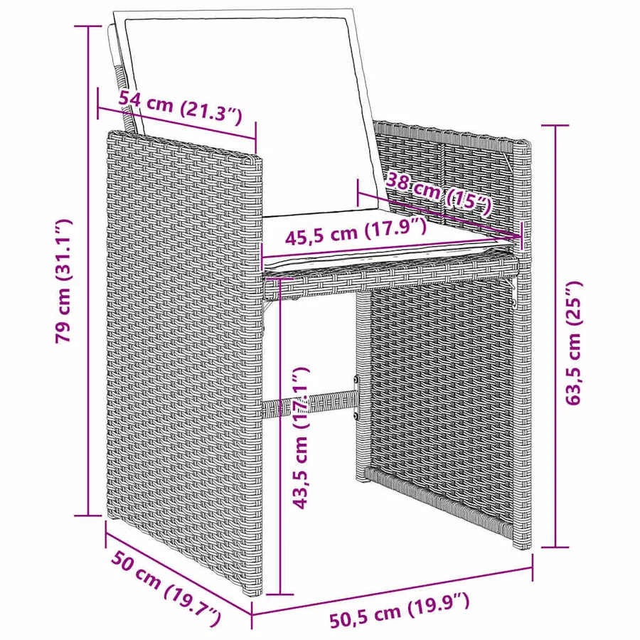 Ensemble de salle à manger pour jardin 5 pcs Gris clair - 10