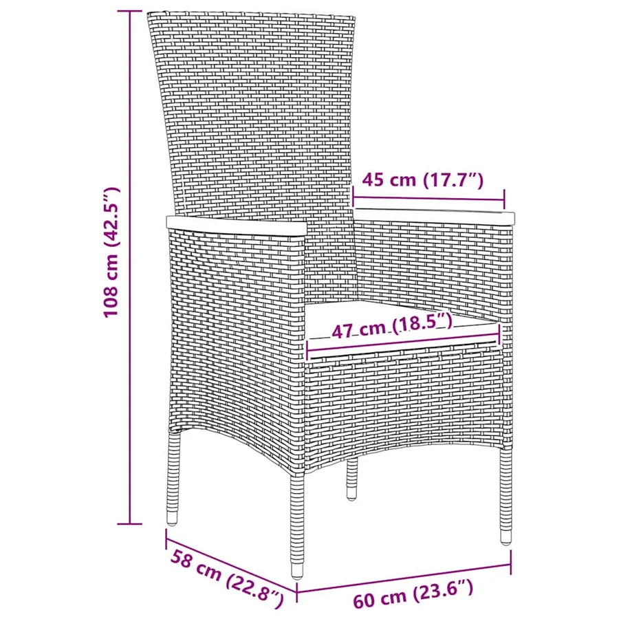 Ensemble de salle à manger pour jardin avec coussin 5 pcs Gris - 8