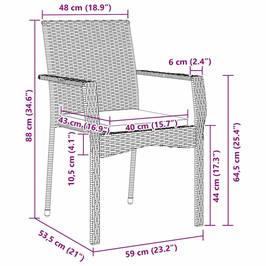 Ensemble de salle à manger pour jardin 7 pcs Noir polyrotin - 10