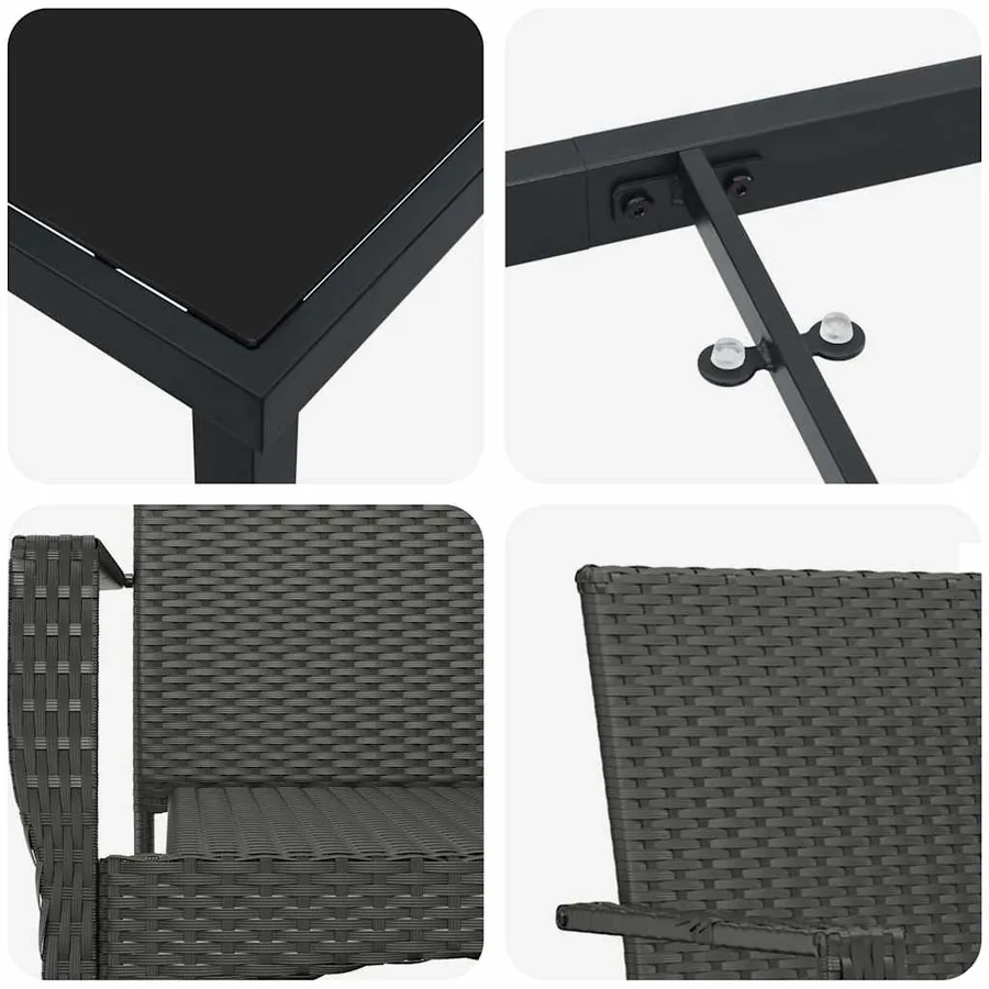 Ensemble de salle à manger pour jardin 7 pcs Noir polyrotin - 9