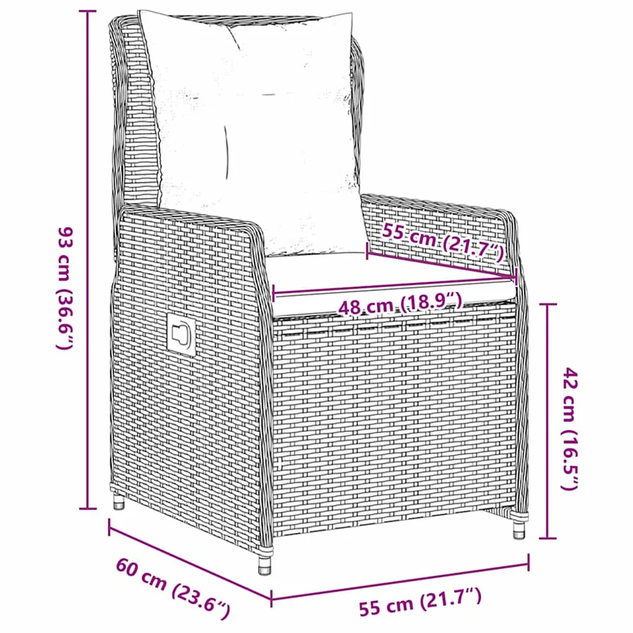 Ensemble de salle à manger pour jardin 7 pcs Marron Poly rotin - 8