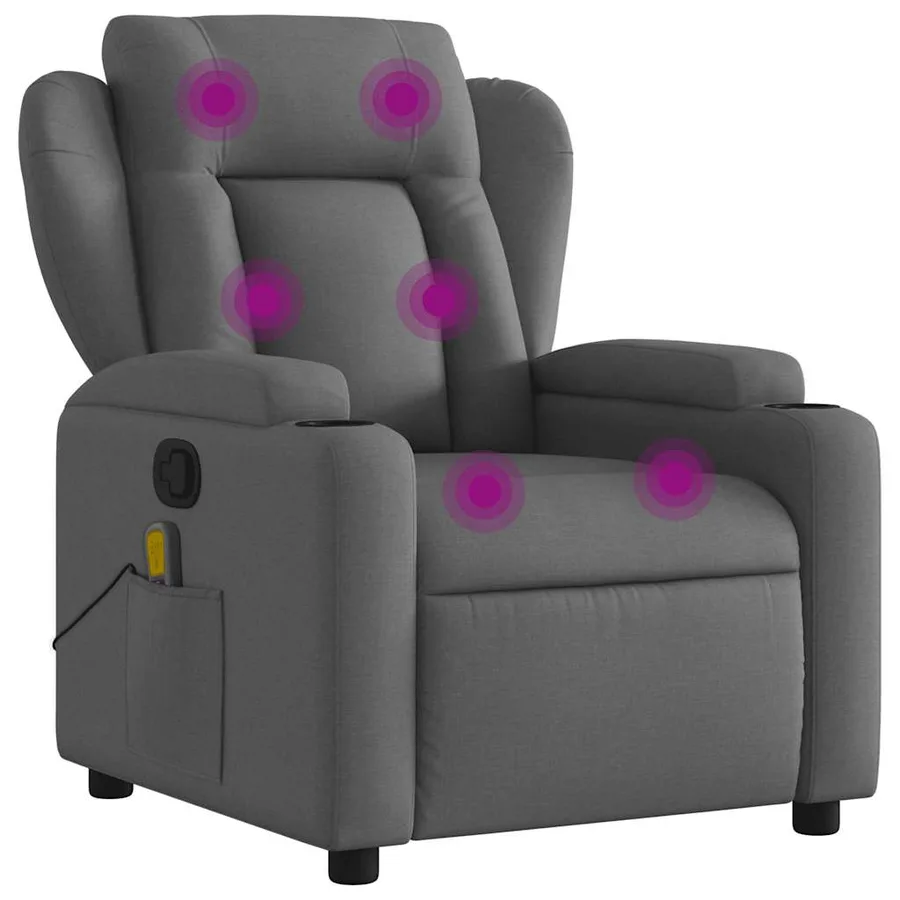 Fauteuil inclinable de massage gris foncé tissu - 2