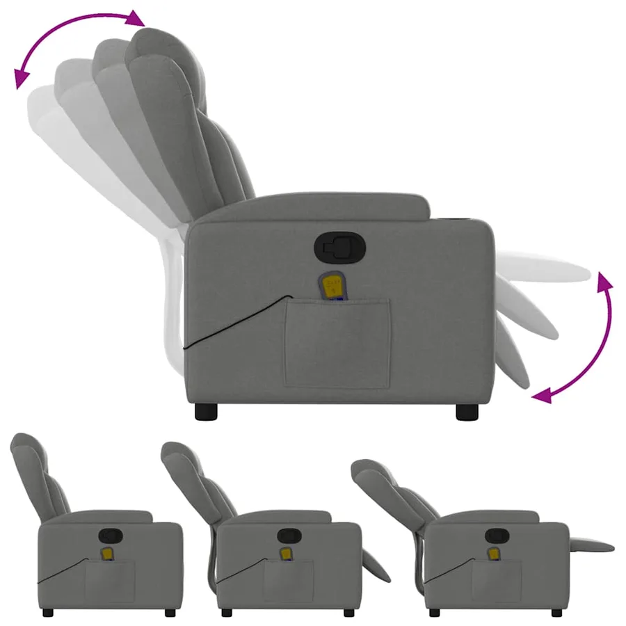 Fauteuil inclinable de massage gris foncé tissu - 5