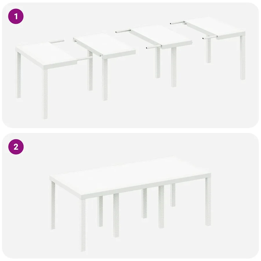 Ensemble de salle à manger pour jardin 7 pcs Blanc - 10