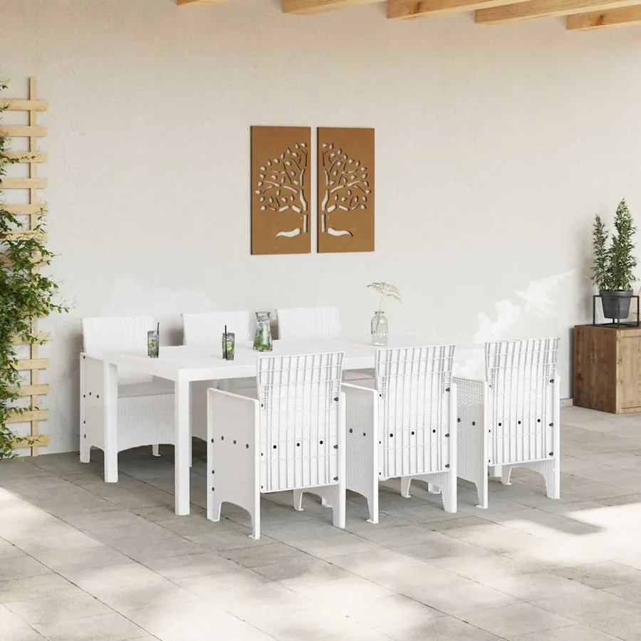 Ensemble de salle à manger pour jardin 7 pcs Blanc - 3
