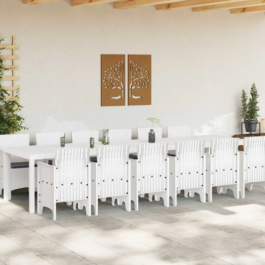 Ensemble de salle à manger pour jardin 13 pcs Blanc Rattan Polt - 3