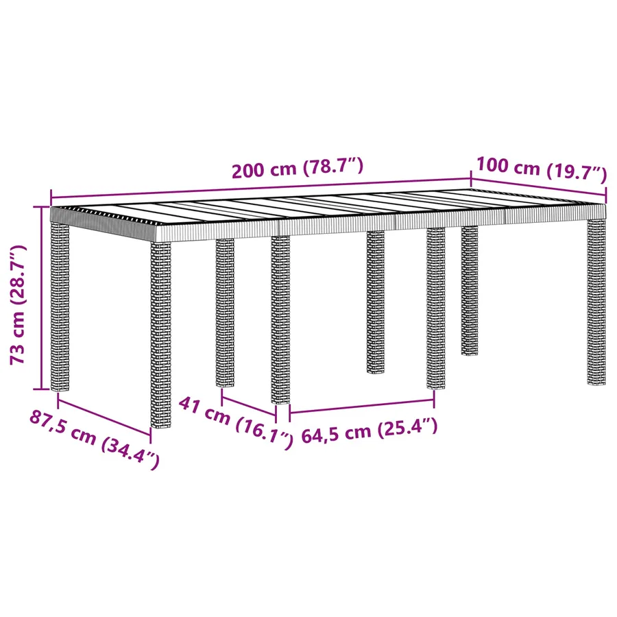 Ensemble de salle à manger pour jardin 9 pcs Marron - 4