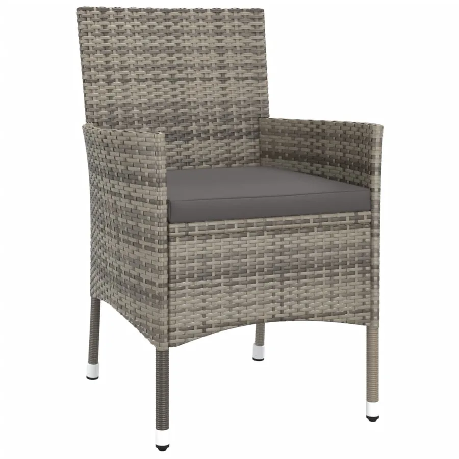 Ensemble de bistro de jardin 5 pcs coussins gris poly rotin - 4