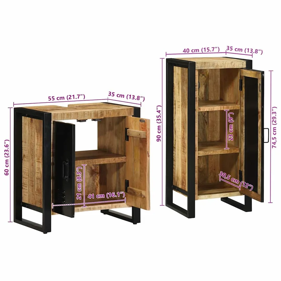 Ensemble de mobilier de salle de bain 2 pcs Marron et Noir - 14