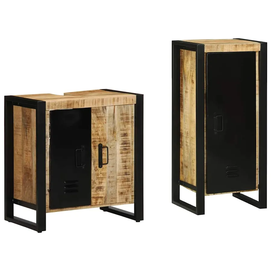 Ensemble de mobilier de salle de bain 2 pcs Marron et Noir - 2
