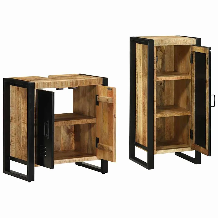 Ensemble de mobilier de salle de bain 2 pcs Marron et Noir - 4