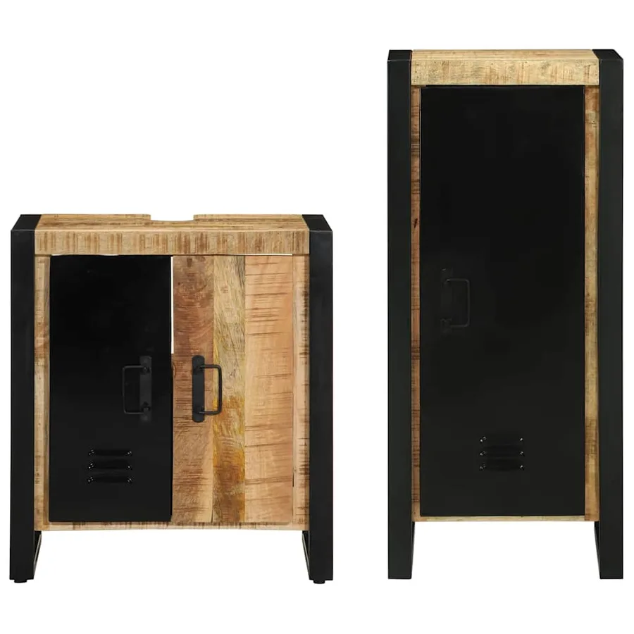Ensemble de mobilier de salle de bain 2 pcs Marron et Noir - 7