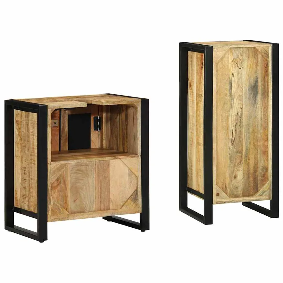 Ensemble de mobilier de salle de bain 2 pcs Marron et Noir - 8