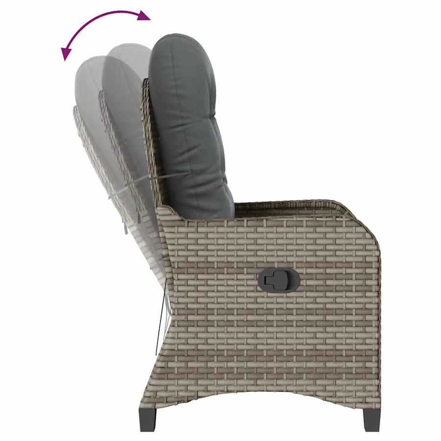 Fauteuil inclinable avec coussin Gris 56 x 66 x 95 cm polyrotin - 10