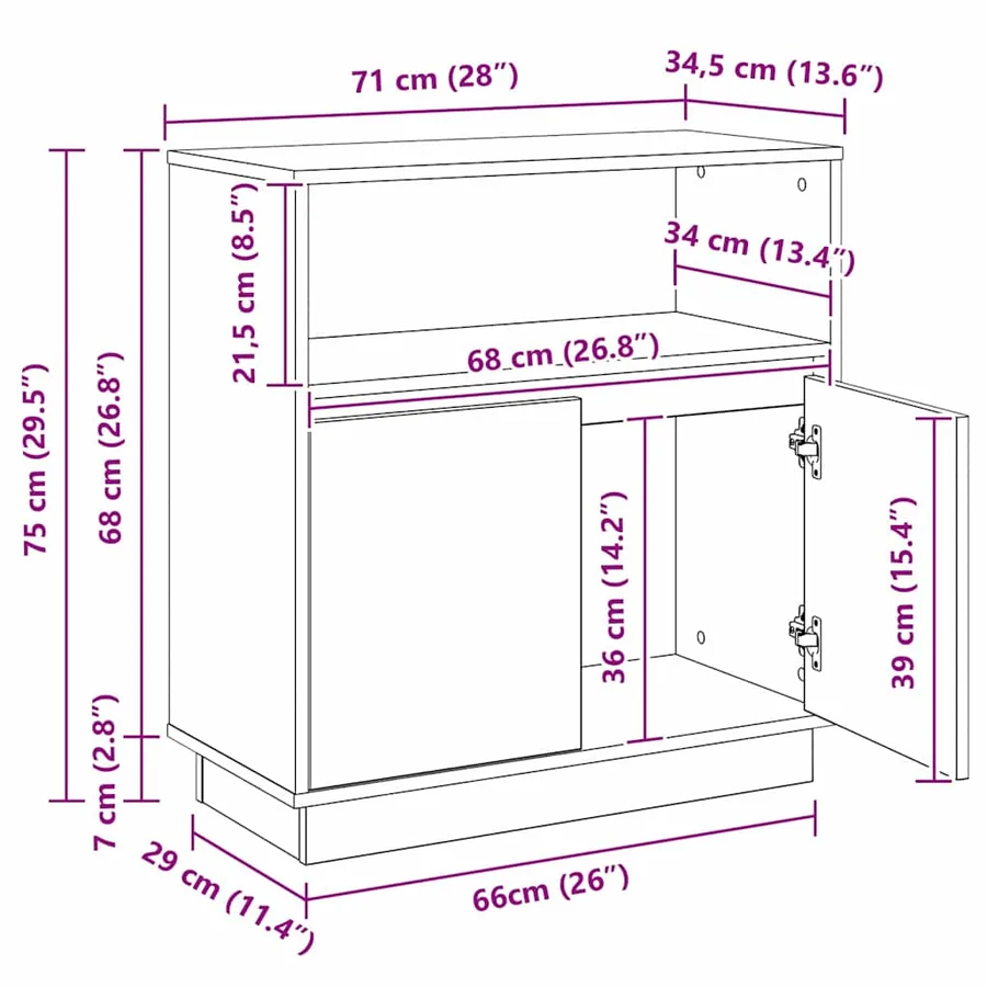 Buffet LED Chêne fumé 71 x 34,5 x 75 cm Bois d'ingénierie - 16