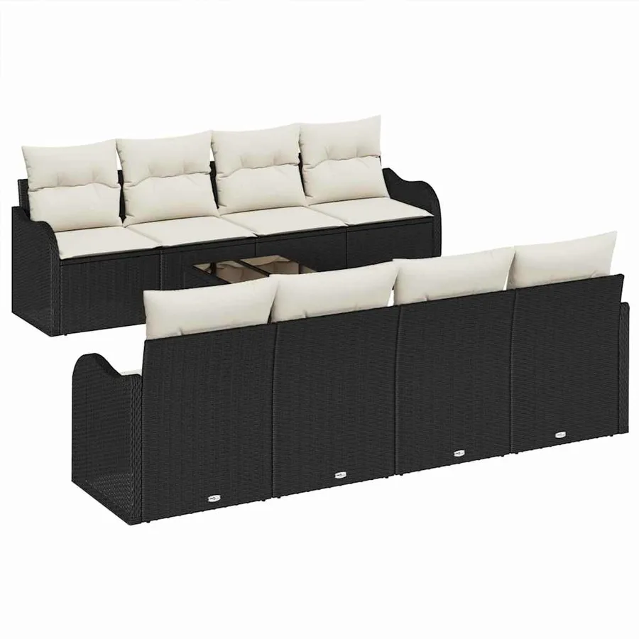 Ensemble de canapé de jardin Noir 55 x 55 x 37 cm polyrotin - 2