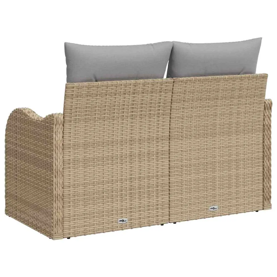 Canapé de jardin avec coussin Beige 121 x 62 x 69cm polyrotin - 4