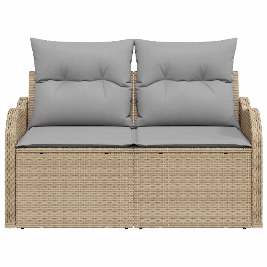Canapé de jardin avec coussin Beige 121 x 62 x 69cm polyrotin - 5