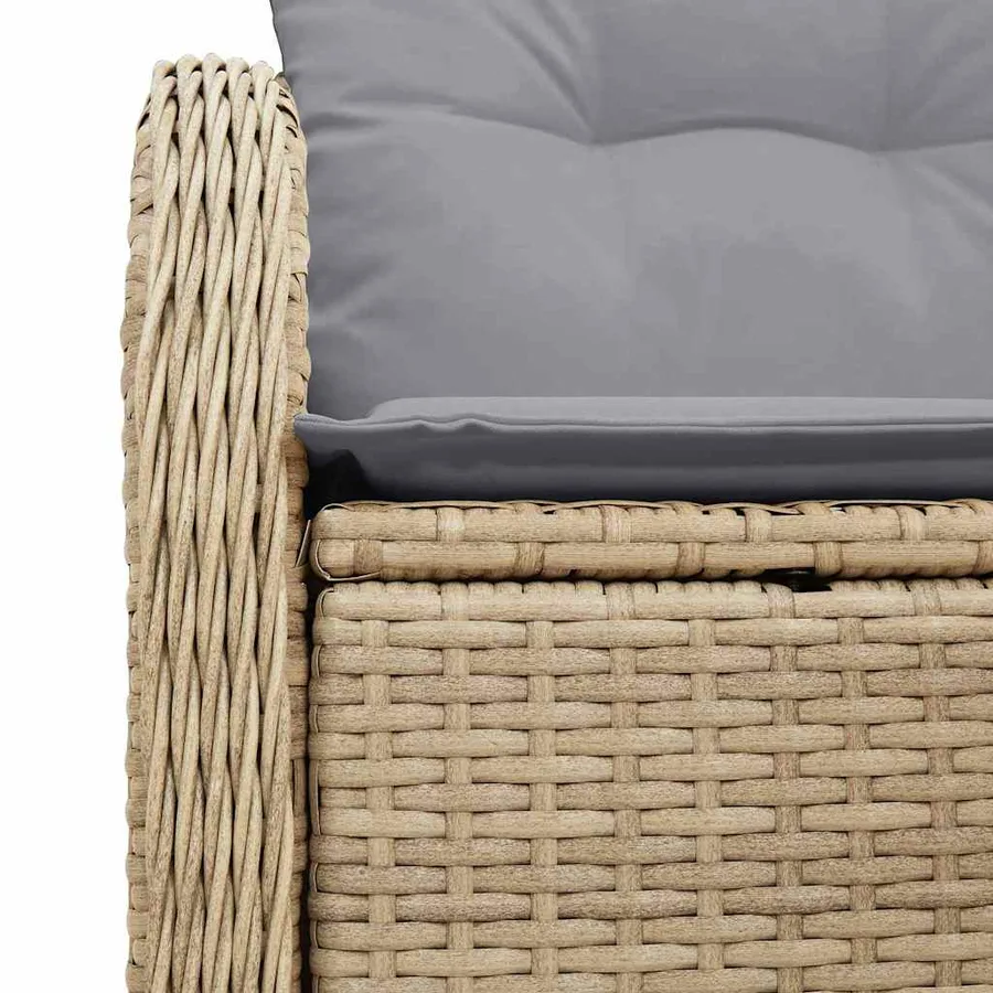 Canapé de jardin avec coussin Beige 121 x 62 x 69cm polyrotin - 6