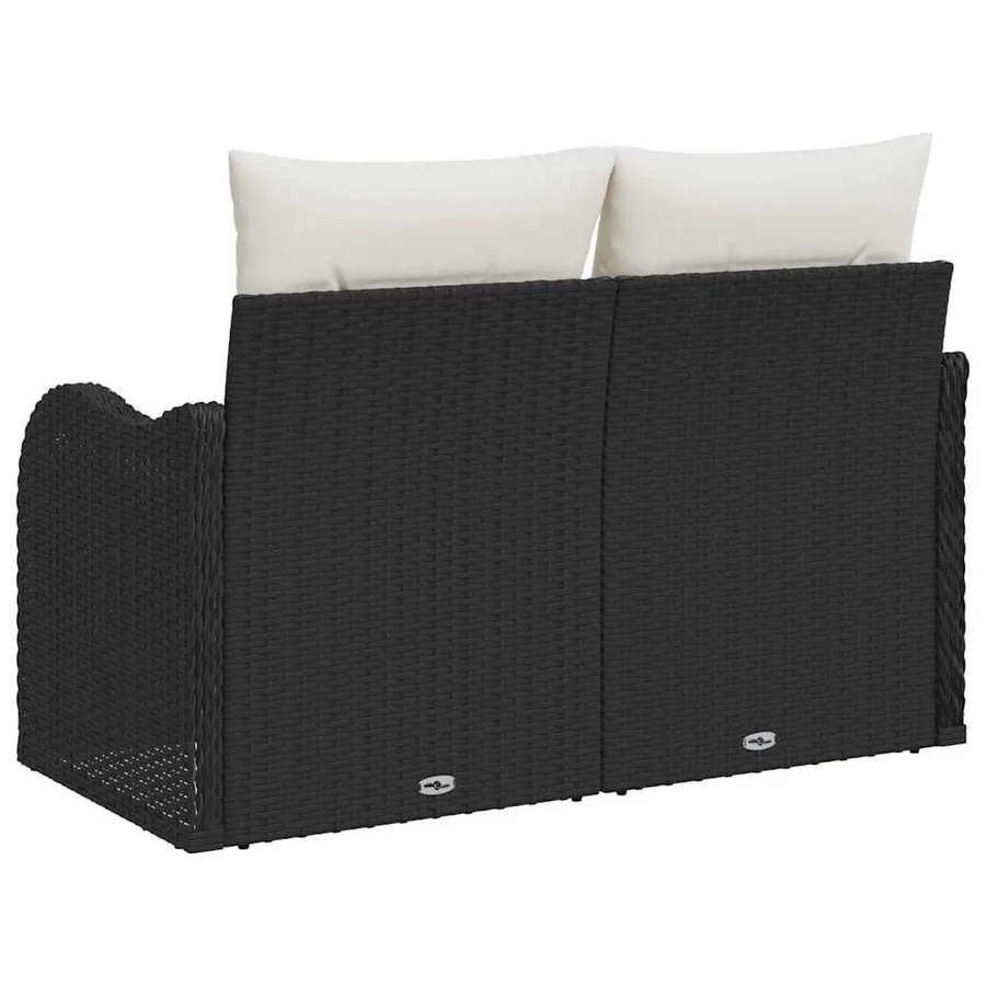 Canapé de jardin avec coussin Noir 121 x 62 x 69cm polyrotin - 4