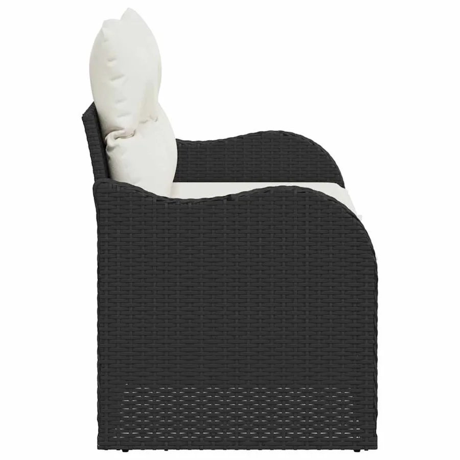 Canapé de jardin avec coussin Noir 121 x 62 x 69cm polyrotin - 5
