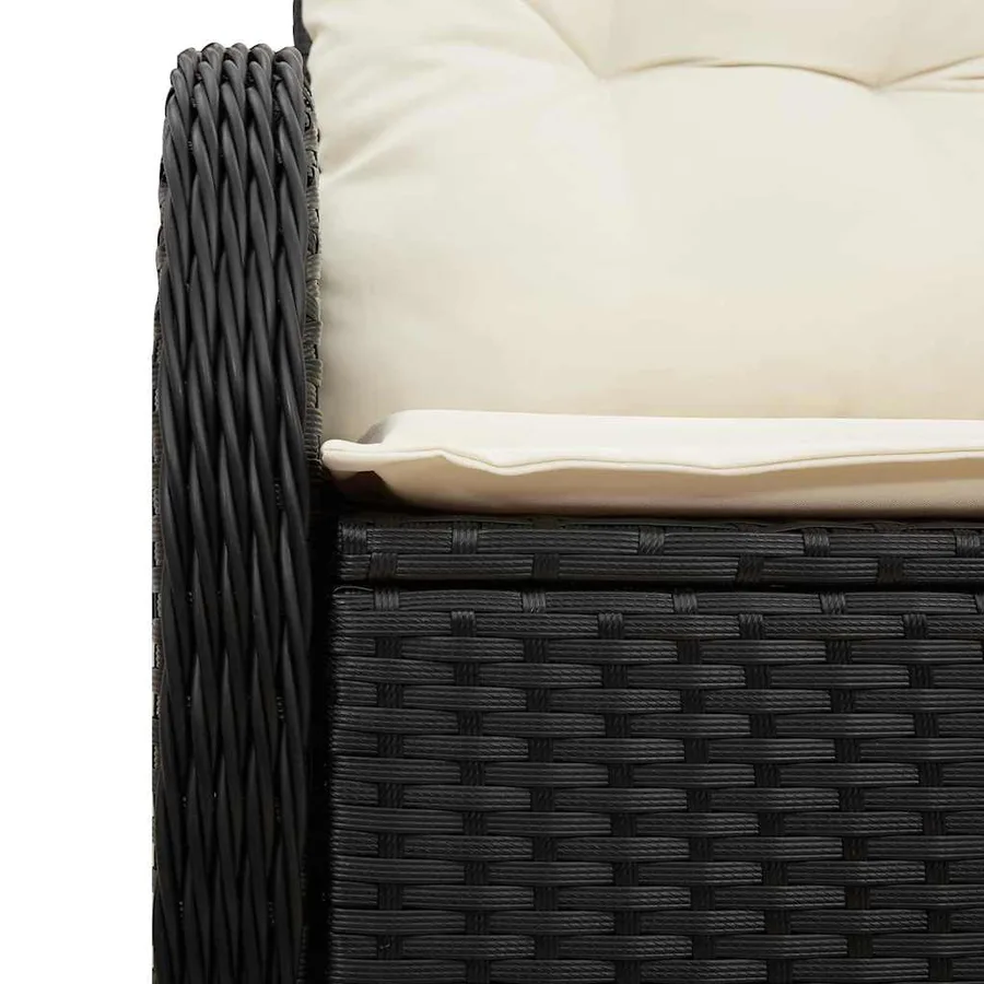 Canapé de jardin avec coussin Noir 121 x 62 x 69cm polyrotin - 7