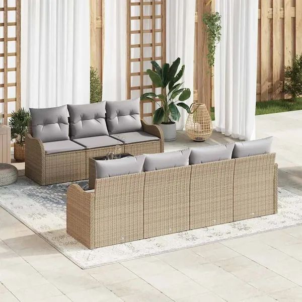 Ensemble de canapé de jardin Beige 55 x 55 x 37 cm polyrotin
