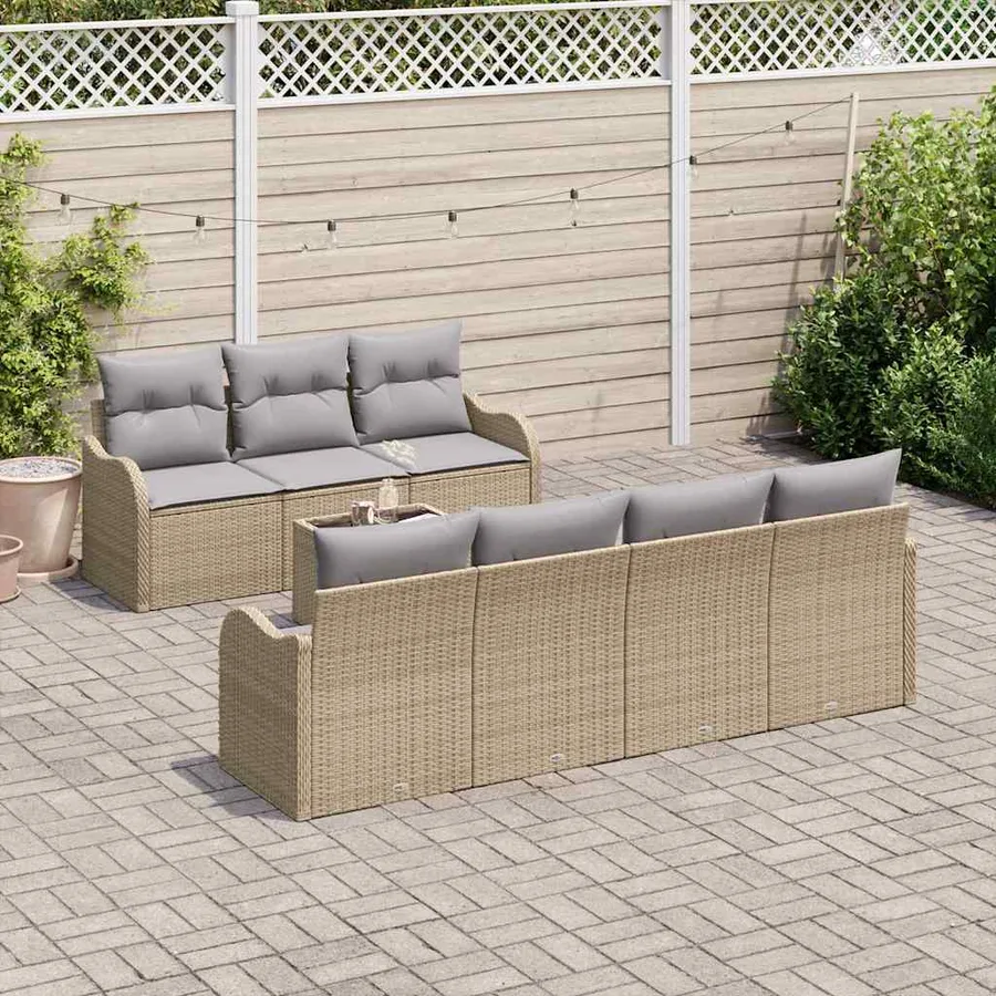 Ensemble de canapé de jardin Beige 55 x 55 x 37 cm polyrotin - 3