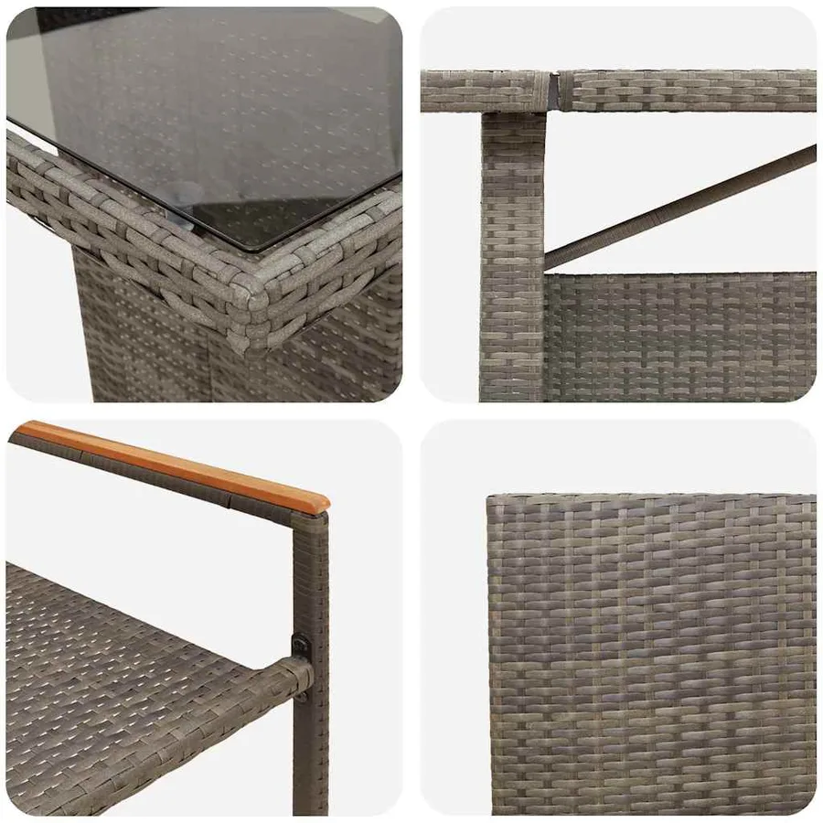 Ensemble de salle à manger pour jardin 11 pcs Gris polyrotin - 9