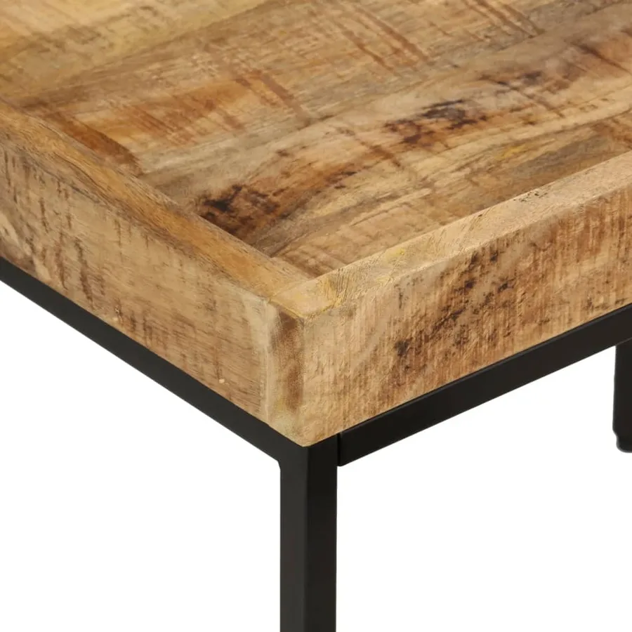 Tables basses gigognes 3pcs bois de manguier massif brut et fer - 4